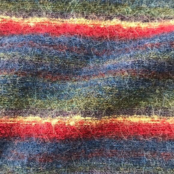 Asiri made in peru alpaca wool hooded long open vest sweater sz l striped - Picture 7 of 9